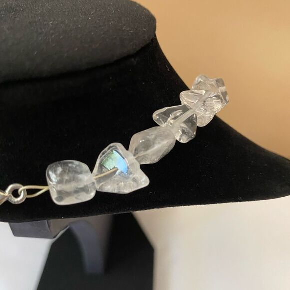 Boho Quartz Crystal Chunk Beaded Necklace 17.5 in Indie Vanguard Artsy Bohemian - Picture 4 of 7